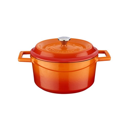 Lava Cast Iron Round Casserole Ø20cm, 2.8L, Orange, Trendy