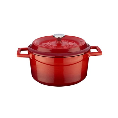 Lava Cast Iron Round Casserole Ø20cm, 2.8L, Red, Trendy