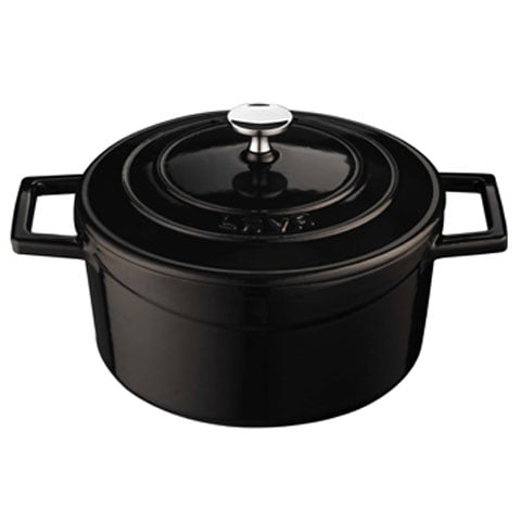 Lava Cast Iron Round Casserole Ø24cm, 4.5L, Black, Folk