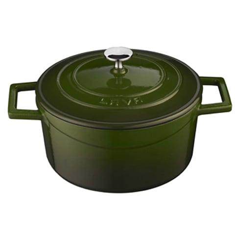 Lava Cast Iron Round Casserole Ø24cm, 4.5L, Green, Folk