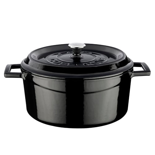 Lava Cast Iron Round Casserole Ø24cm, 4.5L, Black, Trendy