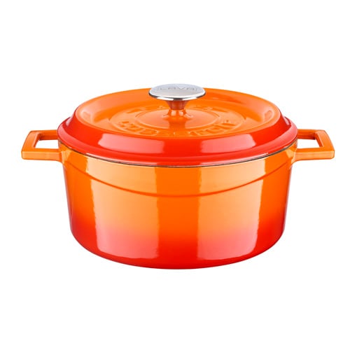 Lava Cast Iron Round Casserole Ø24cm, 4.5L, Orange, Trendy