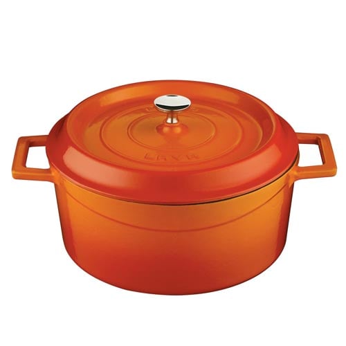 Lava Cast Iron Round Casserole Ø32cm, 10L, Orange, Trendy