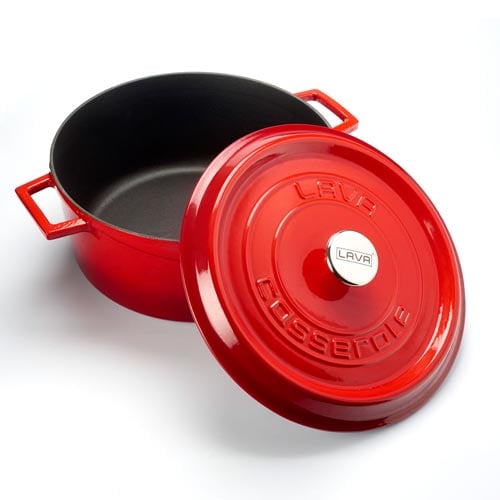 Lava Cast Iron Round Casserole Ø32cm, 10L, Red, Trendy