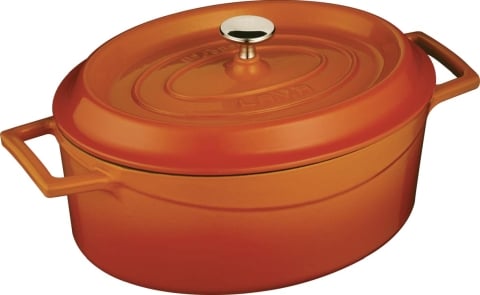Lava Cast Iron Oval Casserole Ø29cm, 4.8L, Orange, Trendy