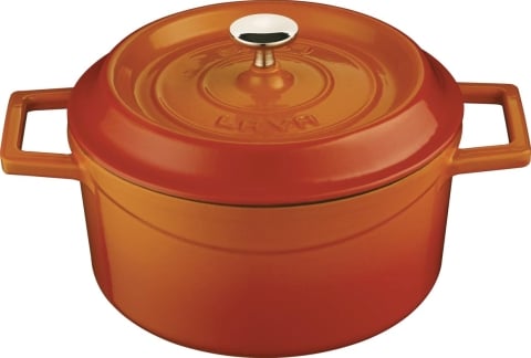 Lava Cast Iron Round Casserole Ø32cm, 10L, Orange, Trendy