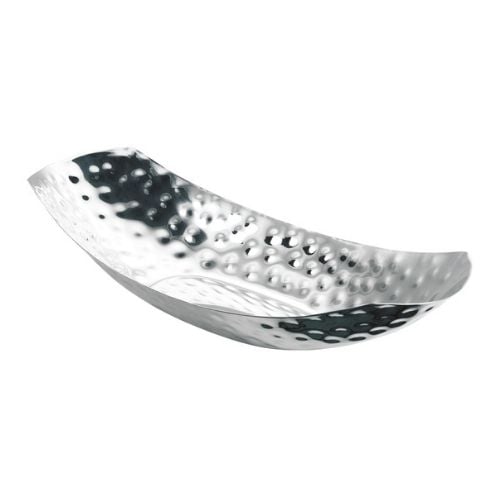 Safico Stainless Steel Oblong Curve Shaped Bowl, L60.6xW23xH12.5cm, Hammered Finishing