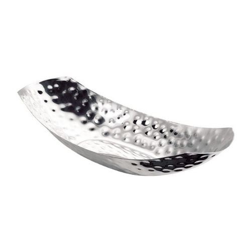 Safico Stainless Steel Oblong Curve Shaped Bowl, L51.5xW20.1xH12cm, Hammered Finishing
