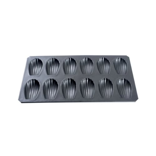 Matfer Aluminium Non-Stick 12 Compartment Madeleine Baking Tray L36xW20cm, Mould Size L8cm, Black, Exopan