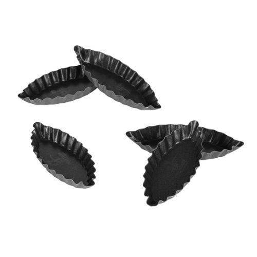 Matfer Stainless Steel Non-Stick Fluted Boat-Shaped Tartlet Tins L8.5xW3.5cm, 25Pcs/Pack, Exopan