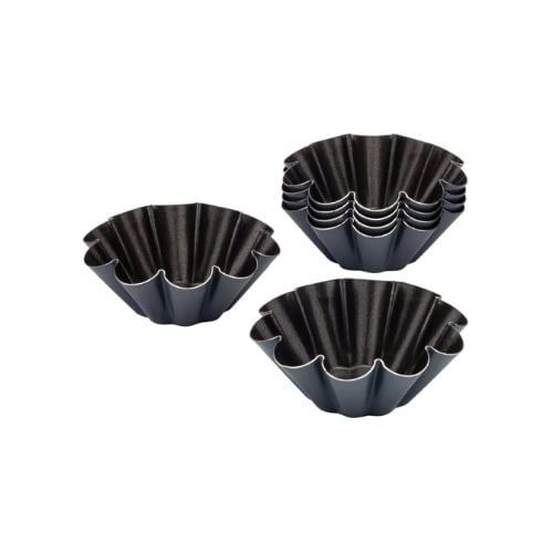 Matfer Stainless Steel Non-Stick Brioche Pan With 10 Ridges Ø8xH3.2cm, 12Pcs/Pack, Exopan