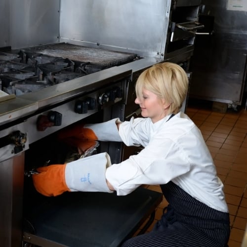 Matfer Leather Heat-Resistant Oven Mitts L40xW20cm