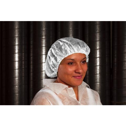 Pal Bouffant Cap - White, Non-Woven, One-Size, 100-Pc/Pkt, 10-Pkt/Ctn