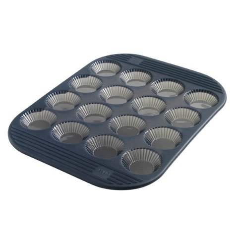 Mastrad Mini 16 Fluted Tartlet Baking Pan, Translucent Grey