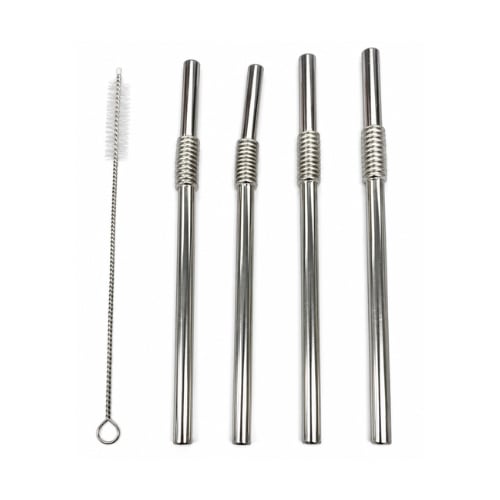 Mastrad Set of 4 Stainless Steel Straw L22cm, Silver
