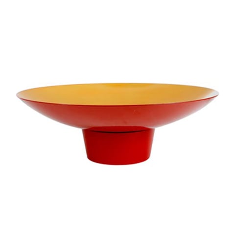 Sashimi Plate With Stand, Red With Inner Gold