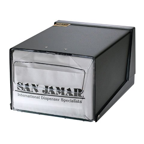 San Jamar Counter-Top Fullfold Napkin Dispenser H5.5xW7.63xD11", Clear & Black