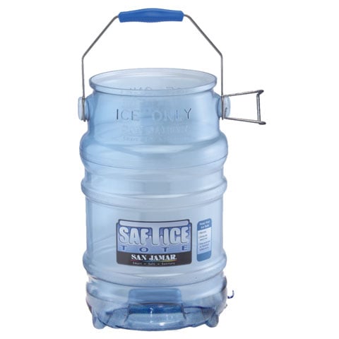 San Jamar Saf-T-Ice Tote, 6 Gal, Clear Blue