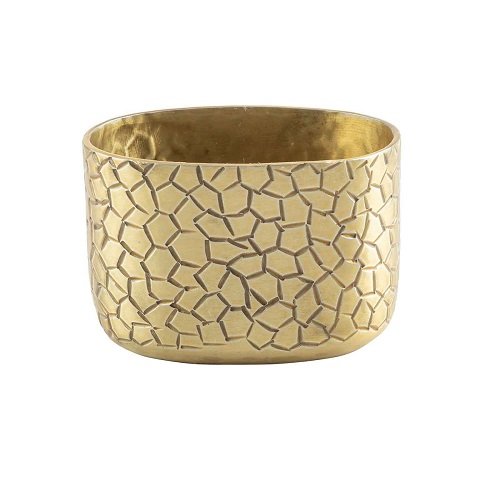 Tablecraft Crackle Collection Aluminium Oval Sugar Packet Holder L3.25xW2.38xH2.13", 6oz, Gold Plated