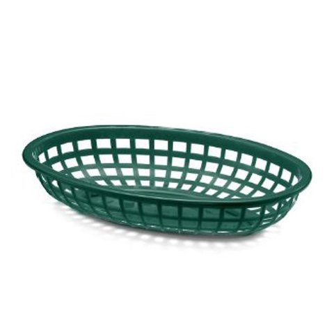 Tablecraft Plastic Oval Basket, 9.3/8x6x1 7/8", Forestgreen