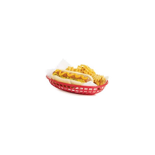 Tablecraft Plastic Oval Basket, 9.3/8x6x1 7/8", Red