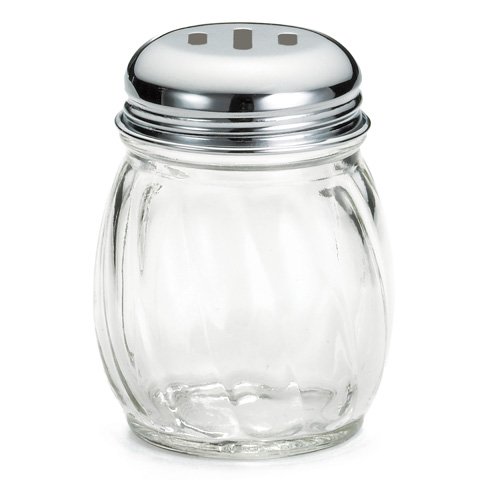 Tablecraft Swirl Glass Cheese Shaker With Chrome Slotted Top 6oz