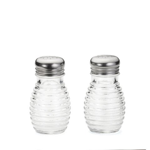 Tablecraft Glass Beehive Salt & Pepper Shaker 2oz With 18/8 Stainless Steel Top