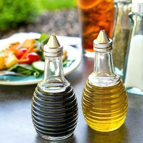 Tablecraft Glass Beehive Oil & Vinegar 6oz With 18/8 Stainless Steel Top