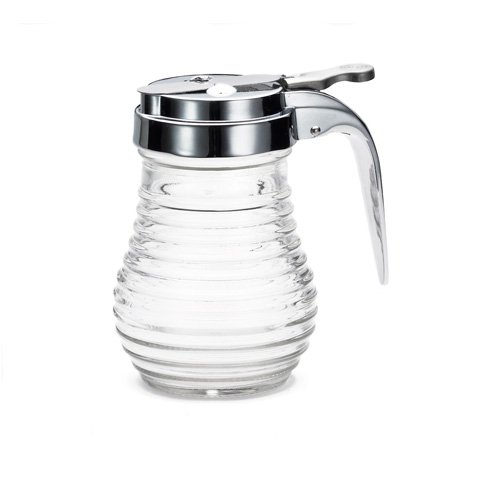 Tablecraft Glass Beehive Syrup Dispenser 6oz With Chrome Top