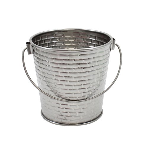 Tablecraft Brickhouse Collection Stainless Steel Round Pail With Handle Ø4⅛X3¾”
