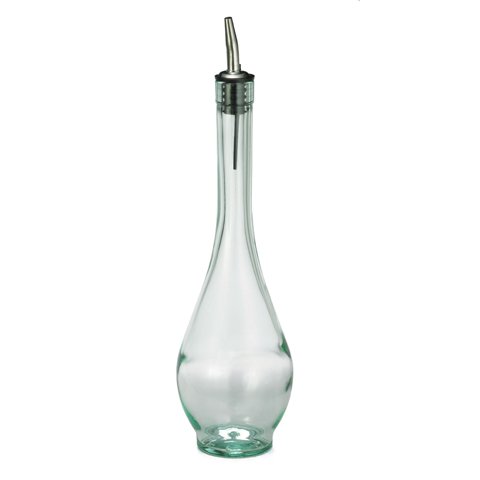 Tablecraft Siena Glass Olive Oil Bottle With Stainless Steel Pourer 16oz, Green Tint