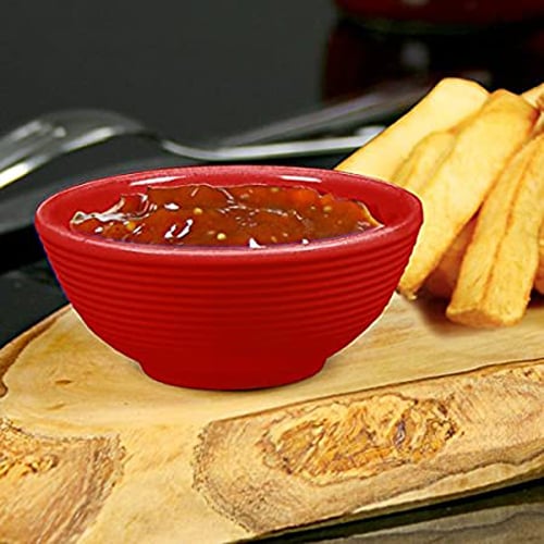 ROUND RIBBED RAMEKIN 2.7/8"xH1.3/16", 2oz, RED, MELAMINE, TABLECRAFT