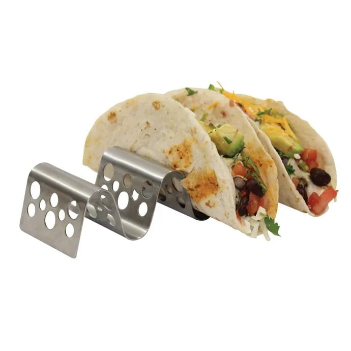 Tablecraft Stainless Steel Stamped Circle Pattern Taco Taxi L7.7xW2.2xH1.5"