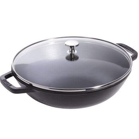 Staub Cast Iron Wok With Glass Lid, Ø37xH18cm, Black