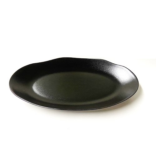 Cerabon Noma Oval Plate L39.1xW22.2xH4cm, Black Glaze (Rough Surface)