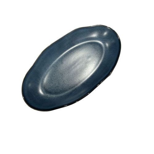 Cerabon Noma Oval Plate L39.1xW22.2xH4cm, Reactive Glaze (Matt Dark Blue)