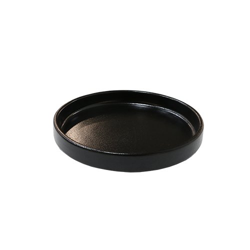 Cerabon Noma Porcelain Round High Rim Plate Ø27.5xH2.5cm, Black Glaze (Rough Surface)
