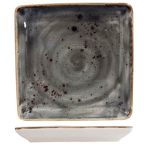 Cerabon Petye Rustic Porcelain Square Plate L21.25xW21.25cm, Sparrow