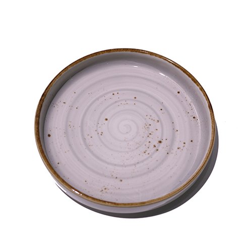 Cerabon Petye Rustic Porcelain Round High Rim Plate Ø16xH2.5cm, Dove
