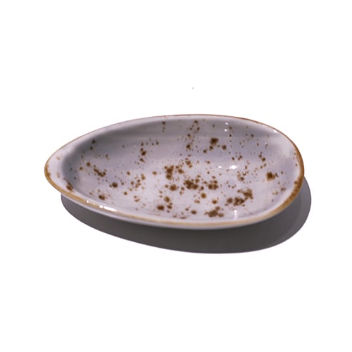 Cerabon Petye Rustic Porcelain Almond Shaped Sauce Dish L15xW7.7xH3.2cm, Dove