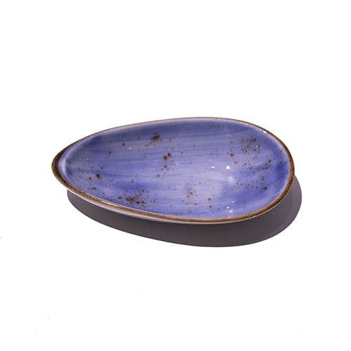 Cerabon Petye Rustic Porcelain Almond Shaped Sauce Dish L15xW7.7xH3.2cm, Indigo
