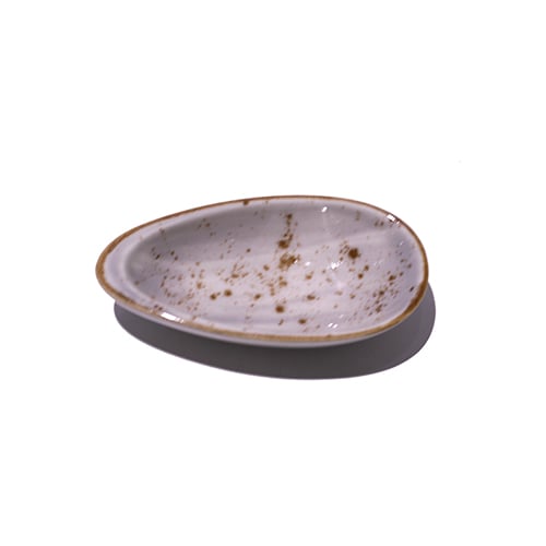 Cerabon Petye Rustic Porcelain Almond Shaped Sauce Dish L12.3xW6.5xH2.5cm, Dove