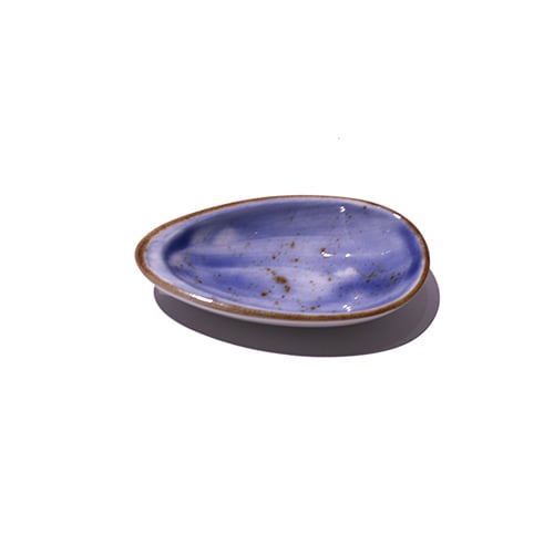 Cerabon Petye Rustic Porcelain Almond Shaped Sauce Dish L12.3xW6.5xH2.5cm, Indigo