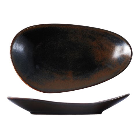 PORCELAIN OVAL PLATTER 20x12.5cm, TIGER EYE, CERABON by PETYE