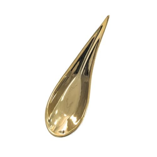 PORCELAIN TEARDROP CANAPE SPOON L15xW4cm, GOLD