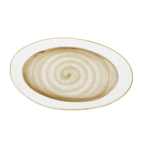 Cerabon Essentials Porcelain Oval Plate L29.8xW18xH2.5cm, Light Brown, Brushed Glaze