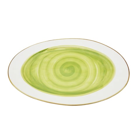 Cerabon Essentials Porcelain Oval Plate L29.8xW18xH2.5cm, Light Green, Brushed Glaze