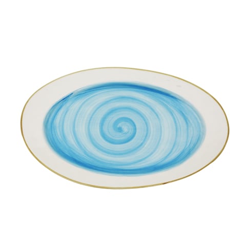 Cerabon Essentials Porcelain Oval Plate L35.7xW21.8xH2.6cm, Light Blue, Brushed Glaze