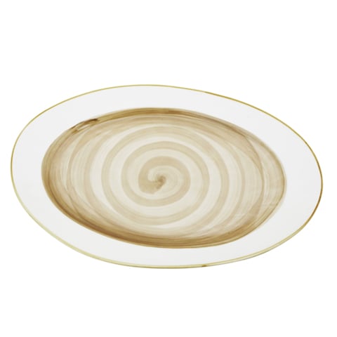 Cerabon Essentials Porcelain Oval Plate L35.7xW21.8xH2.6cm, Light Brown, Brushed Glaze