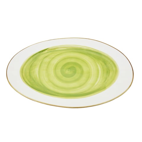 Cerabon Essentials Porcelain Oval Plate L35.7xW21.8xH2.6cm, Light Green, Brushed Glaze